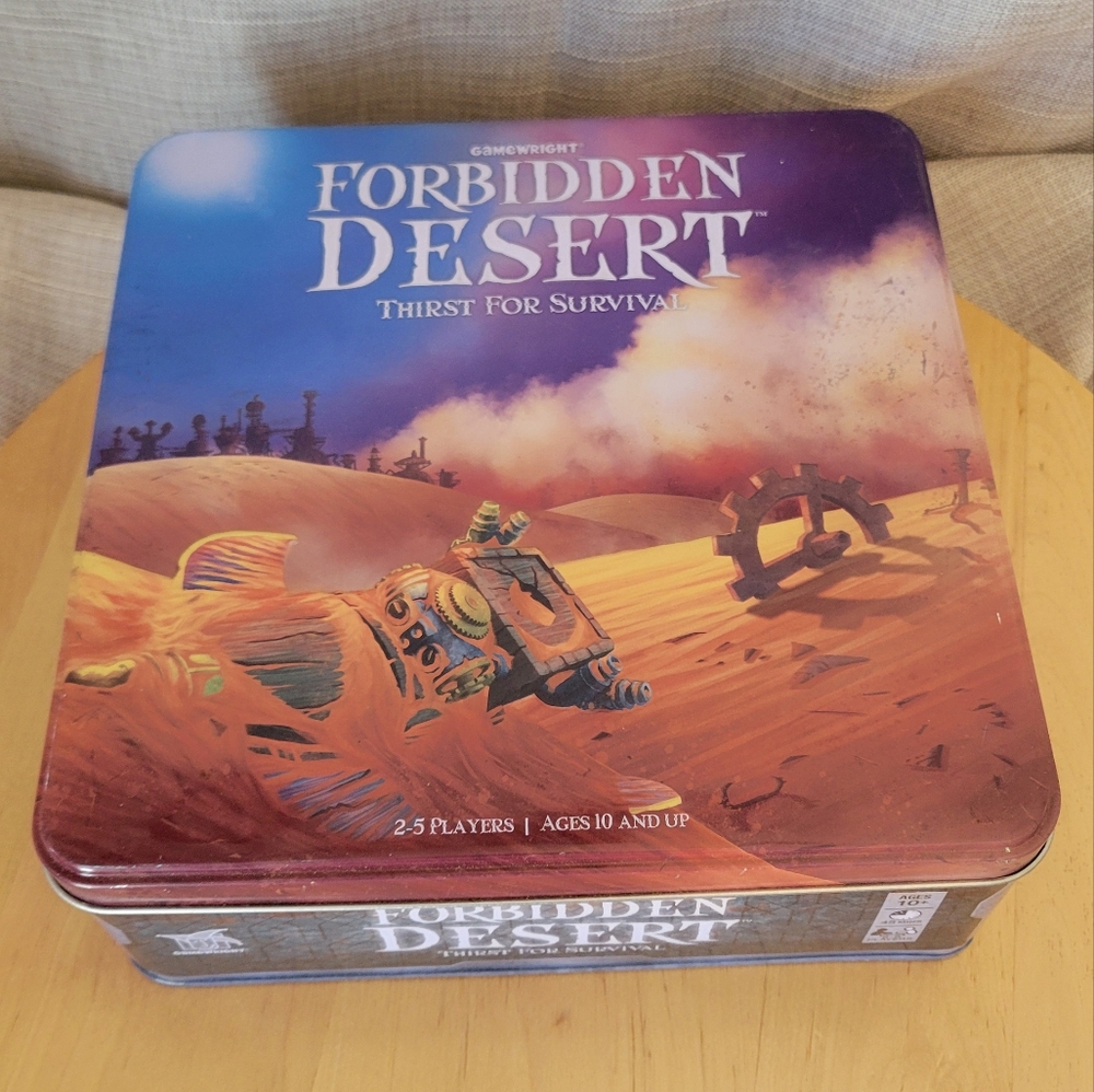 Gamewright FORBIDDEN DESERT: Thirst For Survival Cooperative Game (2013 Tin Box)
